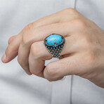 925 Sterling Silver Turquoise Stone Men's Ring V2 (6.5)