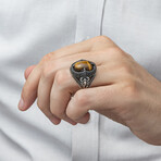 925 Sterling Silver Tiger's Eye Stone with Scorpion Men's Ring (8)