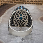 925 Sterling Silver Turquoise Stone Men's Ring V2 (6.5)