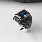 925 Sterling Silver Mystic Topaz Stone Men's Ring V1 (8.5)