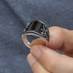 925 Sterling Silver Onyx Stone Minimalist Men's Ring (9)