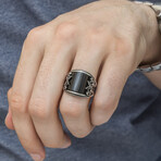 925 Sterling Silver Onyx Stone Minimalist Men's Ring (9)