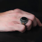 925 Sterling Silver Onyx Stone Men's Ring V2 (8.5)