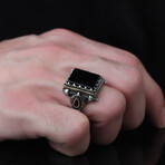 925 Sterling Silver Square Onyx Stone Men's Ring (7)