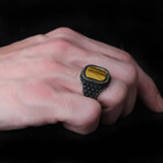 925 Sterling Silver Tiger's Eye Stone Men's Ring (9.5)