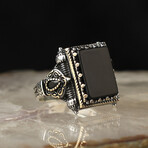 925 Sterling Silver Square Onyx Stone Men's Ring (7)