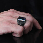 925 Sterling Silver Mystic Topaz Stone Men's Ring V1 (8.5)