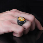 925 Sterling Silver Citrine Stone Men's Ring V1 (10)