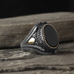 925 Sterling Silver Onyx Stone Men's Ring V2 (8.5)