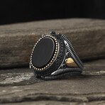 925 Sterling Silver Onyx Stone Men's Ring V2 (8.5)