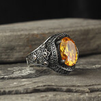 925 Sterling Silver Citrine Stone Men's Ring V1 (10)