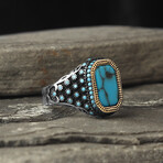 925 Sterling Silver Turquoise Stone Men's Ring V1 (10)