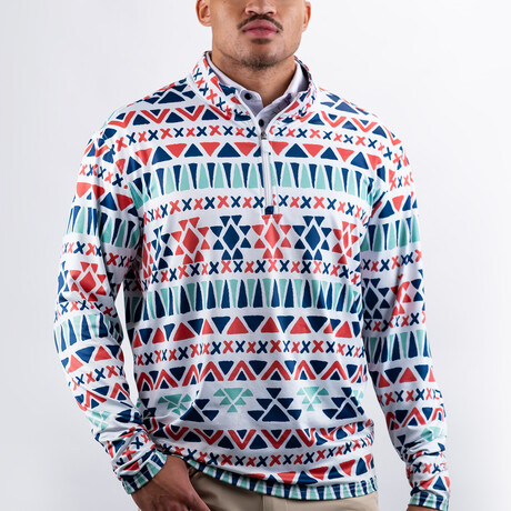 Aztec Pullover 2.0 // White + Green + Navy + Red (S)