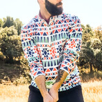 Aztec Pullover 2.0 // White + Green + Navy + Red (2XL)