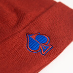 Fairway Wave & Spade Beanie // Red (S)