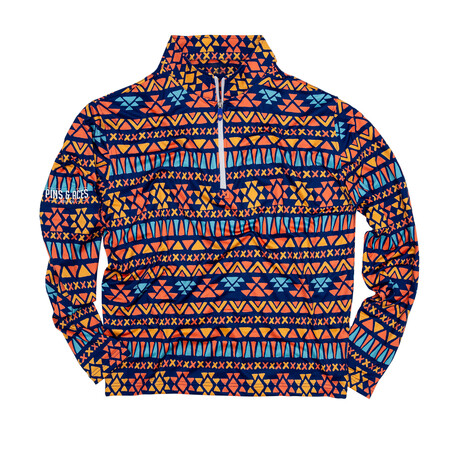 Aztec Pullover // Orange + Navy + Blue + Yellow (S)