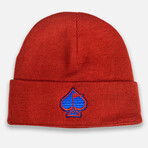 Fairway Wave & Spade Beanie // Red (S)