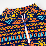 Aztec Pullover // Orange + Navy + Blue + Yellow (S)