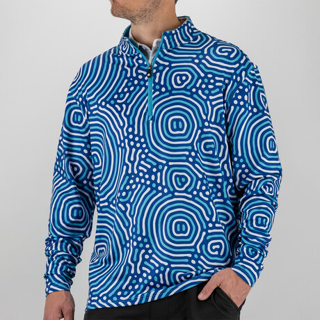 Pacific Ripple Quarter Zip // Blue Swirl (S)