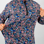 Moonlight Flower Power Pullover // Blue + Pink (S)