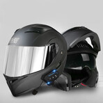 Bluetooth Motorcycle Helmet // Silver Visor // Black (M)