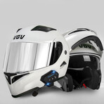 Bluetooth Motorcycle Helmet // Silver Visor // White (XL)