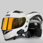 Bluetooth Motorcycle Helmet // Orange Visor // White (2XL)