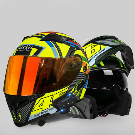 Bluetooth Motorcycle Helmet // Burnt Orange Visor // Yellow (M)