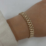 18K Solid Gold Satin Patterned finish Watchband Style Bracelet // 10MM