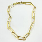 18K Solid Gold Paperclip Style Chain Bracelet // 3MM