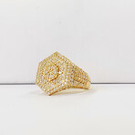 18K Solid Gold With Cubic Zirconia Ice Hexagonal Star Patterned Ring // Size 10