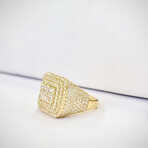 18K Solid Gold With Cubic Zirconia Ice Rectangle Designed Ring // Size 10