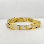 18K Solid Gold with Cubic Zirconia Mircopave Square Link Bracelet // 8MM