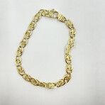 14K Solid Gold Diamond Cut Tiger Eye Design Bracelet // 6MM