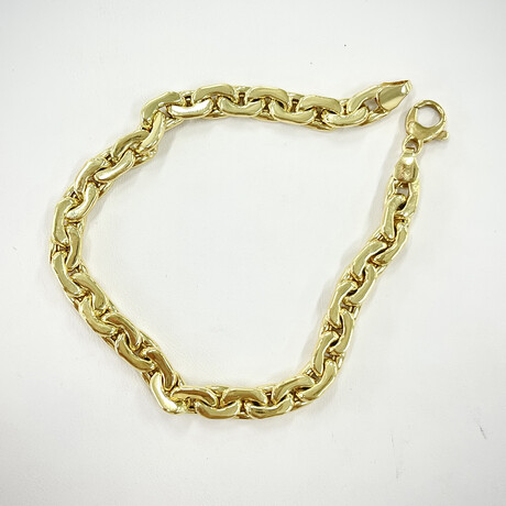 14K Semi Solid Snail Link Chain Bracelet // 7MM