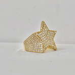 18K Solid Gold With Cubic Zirconia Ice Flash Star Ring // Size 10
