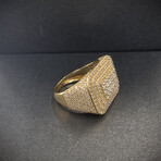 18K Solid Gold With Cubic Zirconia Ice Rectangle Designed Ring // Size 10