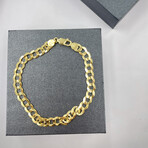 14K Solid Gold Cuban Link Chain Bracelet // 7MM
