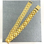 18K Solid Gold Satin Patterned finish Watchband Style Bracelet // 10MM