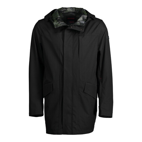 Men's Raincoat // Black + Camo (S)