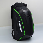 Stewart Motorcycle Backpack // Black + Green