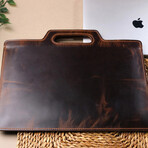 Flat Design Leather PortfolioMedium (36x30cm) // Brown
