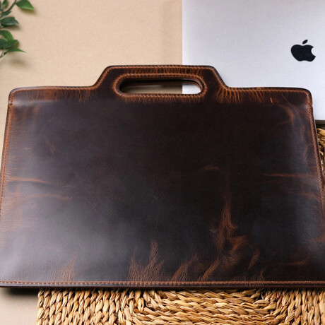 Flat Design Leather Portfolio // Large // Brown