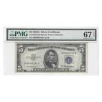 1953 A $5 Silver Certificate Graded PMG 67 EPQ Superb Gem Uncirculated // #134