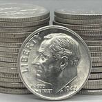 1947 D BU Roll Roosevelt Dimes // Roll of 50