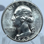 1945 P BU Roll Washington Quarters // Roll of 40