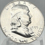 1953 P BU Roll Franklin Half Dollars // Roll of 20