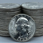 1945 P BU Roll Washington Quarters // Roll of 40