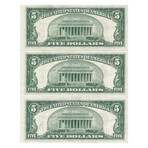 1928 F $5 Legal Tender 3 Consecutive // # 568 - 570