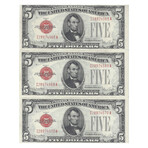 1928 F $5 Legal Tender 3 Consecutive // # 568 - 570